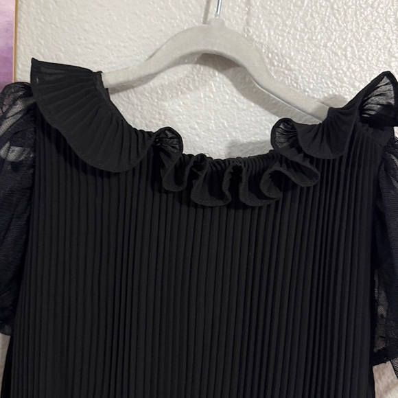 Janie and jack girls pleated dress size 8 black chiffon like new gently used - Picture 5 of 7